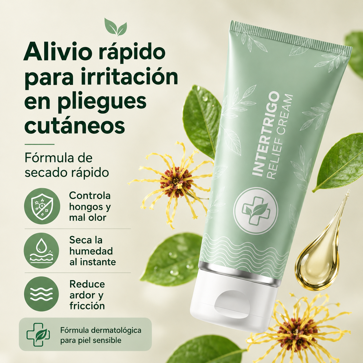 INTERTRIGO Crema de Alivio de las irritaciones desde la primera aplicación.